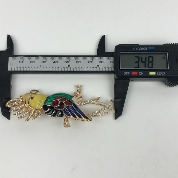 Bird Parrot Cockatoo Rhinestone Enamel Brooch Pin - Picture 8 of 8